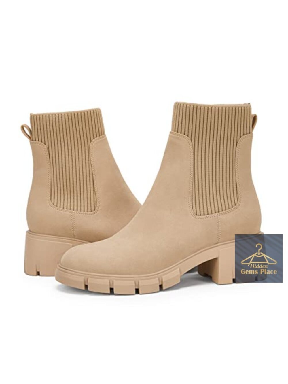 Women's Platform Ankle Boots Elastic Chunky Block Heel Lug Sole Non-Slip Combat